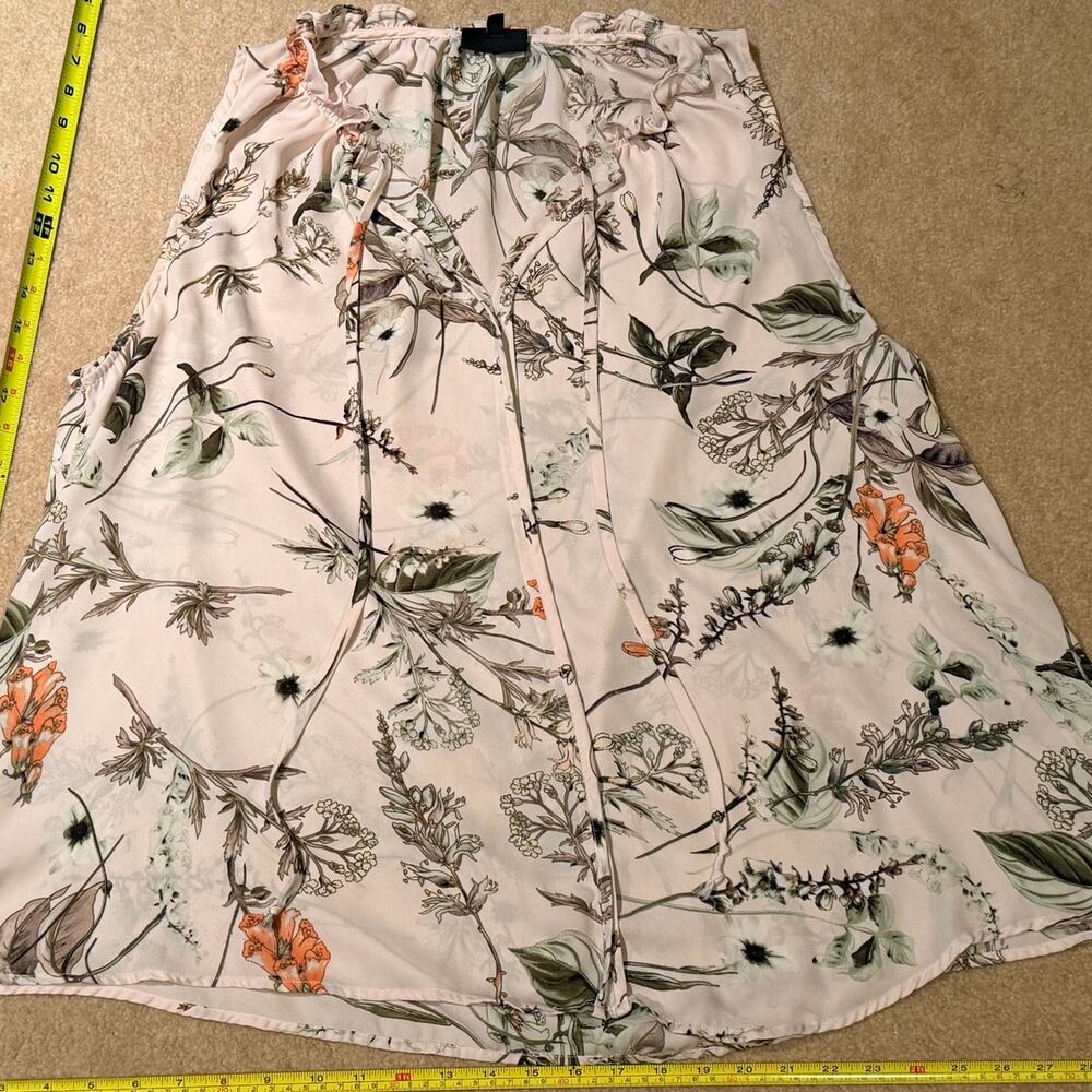 Cameo Appearance Floral Tie-Neck Sleeveless Blouse Top 2X Pink Orange Botanical